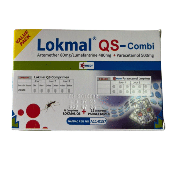 Lokmal Artemether 80mg/Lumefantrrine 480mg+ Paracetamol 500mg